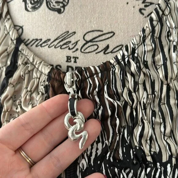 Joseph Ribkoff Jacket Women's Black Brown Trends Textured Zip Up 3/4 Sleeves - Picture 2 of 7